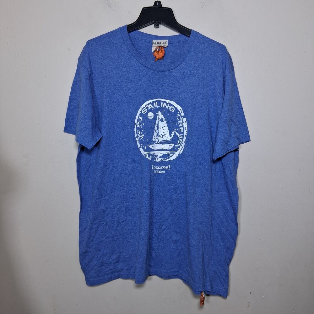 Pirania Joe Cozumel Mexico Sailing Graphic T Shirt Men’s XXL Blue